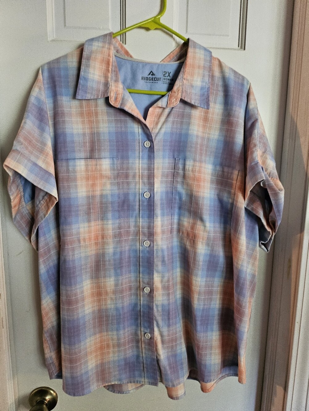 Women's TSC Ridgecut Plaid Short-Sleeve Shirt - Blue & Peach